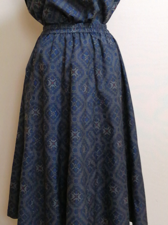 着物リメイク　ブラウス、ギャザースカート　紬 8枚目の画像