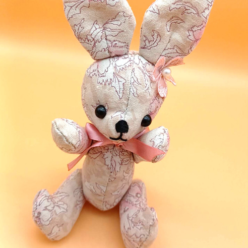 デカ耳うさぎのぬいぐるみ アンティークフラワー ぬいぐるみ A デカ耳うさぎのぬいぐるみ アンティークフラワー ぬいぐるみ A