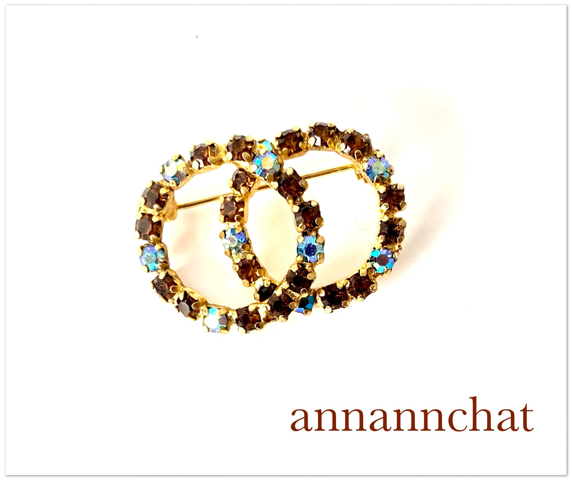 【ビンテージ　コロラド・オーロラ　輪の　 ブローチ】男性にも　母の日　父の日