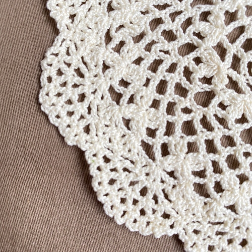 手編み インテリアマット アイボリー クロシェレース＊ドイリー