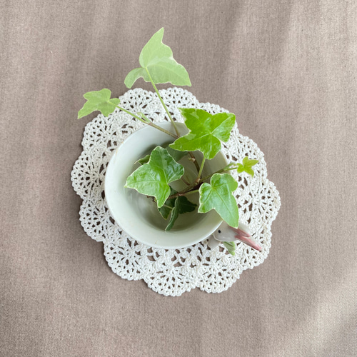 手編み インテリアマット アイボリー クロシェレース＊ドイリー