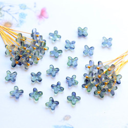 オリジナル新作★7mmミニお花　アジサイ　ガラスビーズ  パープル×ネイビーグラデーション 9枚目の画像