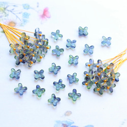 オリジナル新作★7mmミニお花　アジサイ　ガラスビーズ  パープル×ネイビーグラデーション 13枚目の画像