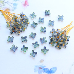 オリジナル新作★7mmミニお花　アジサイ　ガラスビーズ  パープル×ネイビーグラデーション 3枚目の画像