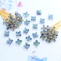 オリジナル新作★7mmミニお花　アジサイ　ガラスビーズ  パープル×ネイビーグラデーション 17枚目の画像