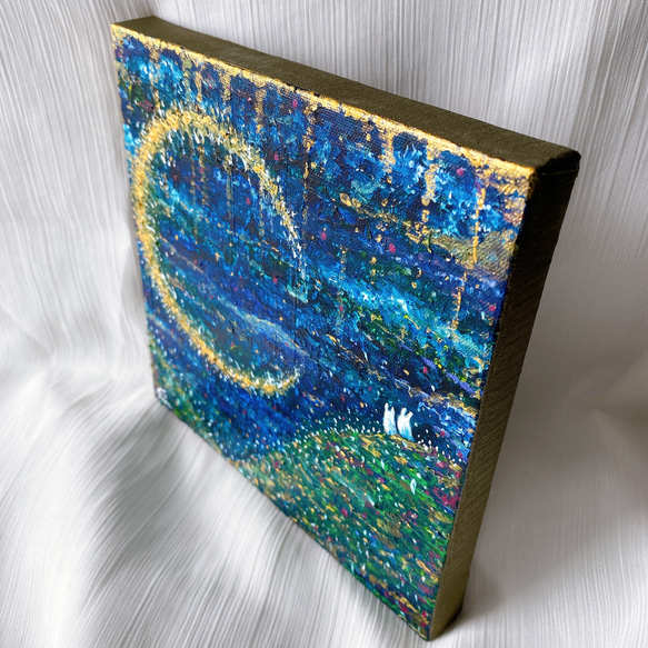 絵画 原画  ハンドメイド 現代アート インテリア アートパネル アンティーク ブルー 6枚目の画像