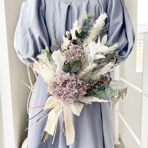 ナチュラルブーケL 紫陽花パープル108 ウェディング 誕生日