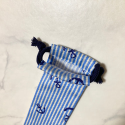 歯ブラシ袋・お箸袋（イカリ柄サックス/ターコイズ） 5枚目の画像
