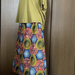 アフリカ布　Aラインスカート　ロングスカート　アフリカン 2枚目の画像