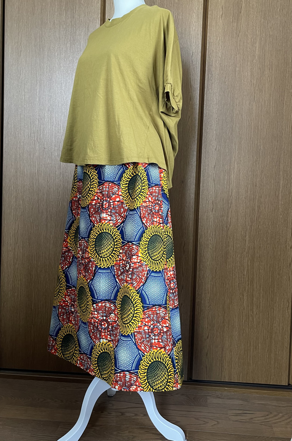アフリカ布　Aラインスカート　ロングスカート　アフリカン 2枚目の画像