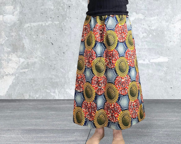 アフリカ布　Aラインスカート　ロングスカート　アフリカン 6枚目の画像