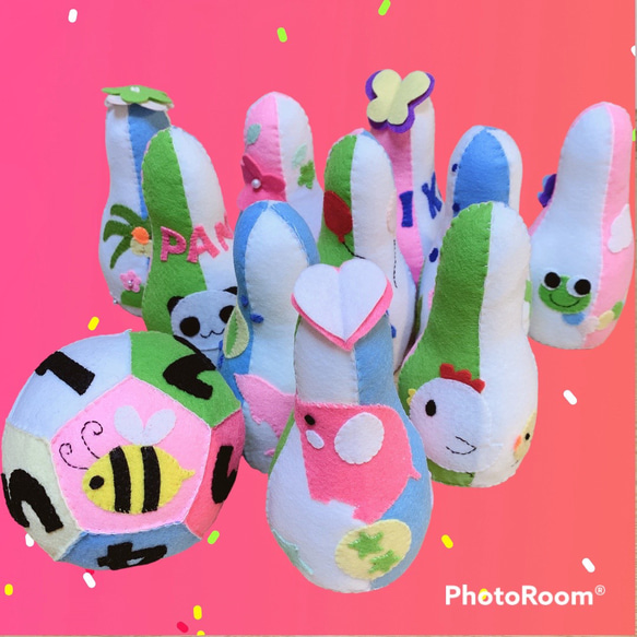 【ふるさと割】 オーダー制』フェルトおもちゃボーリング おもちゃ・人形 クラフト・布製品