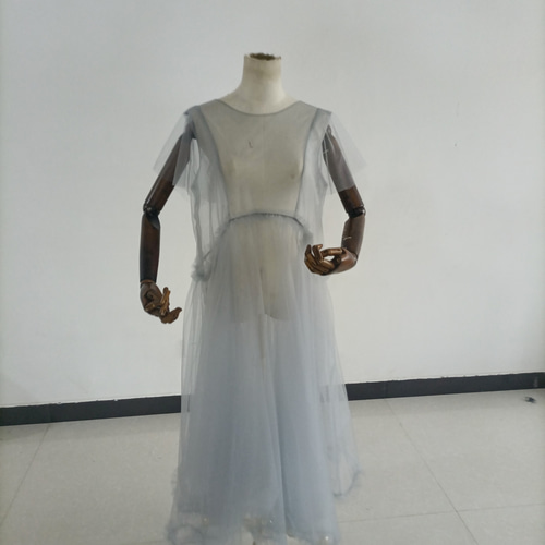 送料無料！高品質！ 妊婦ドレス マタニティ 写真撮影グレー シースルー  