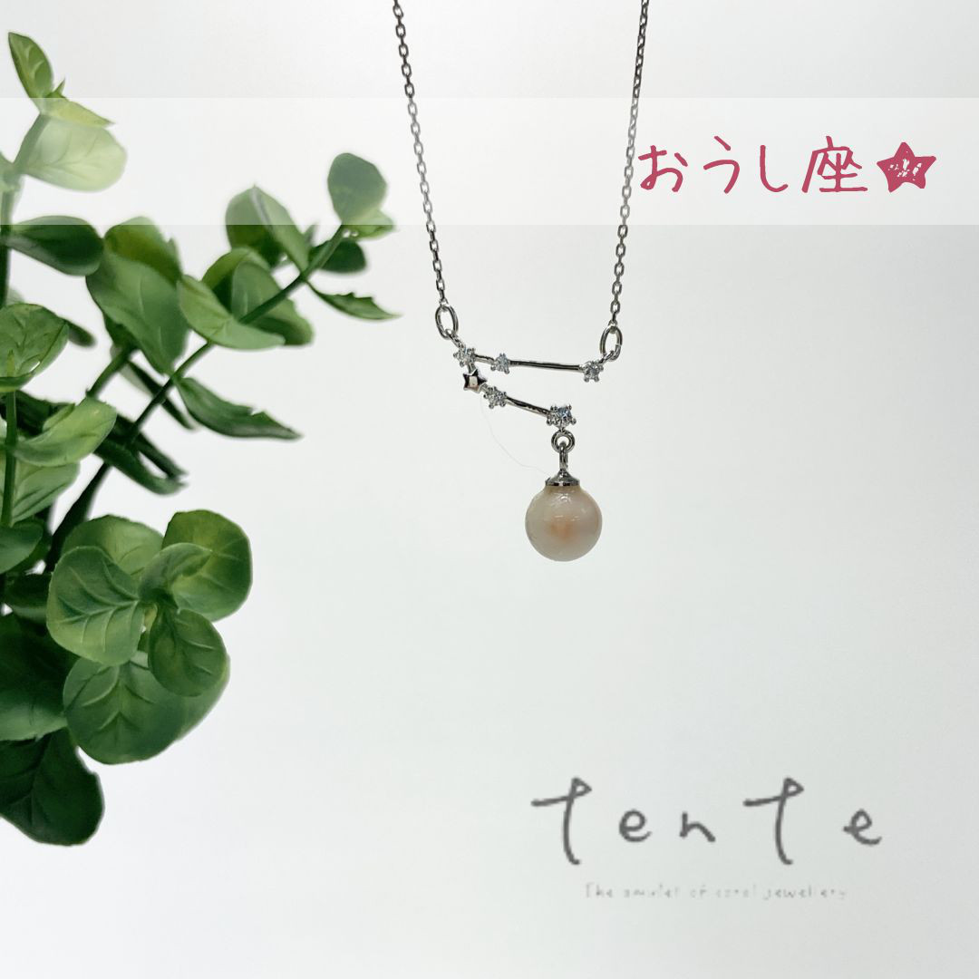 【星座★おうし座】ピンク珊瑚ペンダント シルバー コーラルジュエリー 高品質 ｎ045