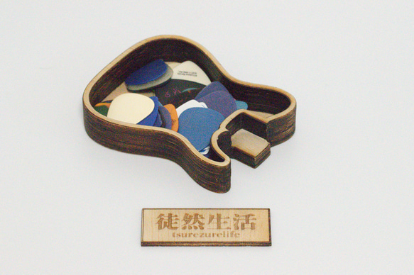 ギターピック皿木製トレイ ハンドメイド ウッドクラフト 深皿(TL) 2枚目の画像