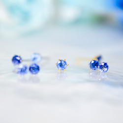 【天然石カイヤナイトの一粒スタッドピアス】青 / 4mm / 天然石 / サージカルステンレス / つけっぱなしok 9枚目の画像