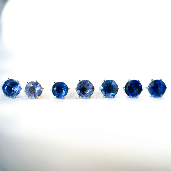 【天然石カイヤナイトのつけっぱなしピアス】青ブルー4mm サージカルステンレス 金属アレルギー対応☆一粒スタッドピアス 11枚目の画像
