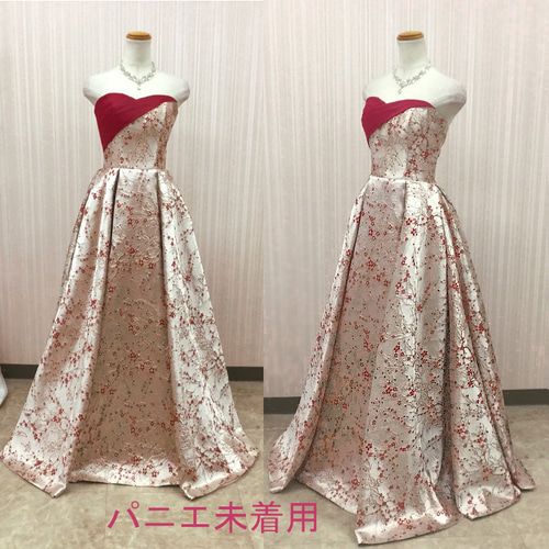 カラードレス ロングドレス 取り外し可能な袖付き 結婚式 演奏会
