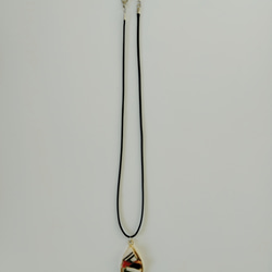 チュニジア陶器のカケラ　ネックレス　ペンダント　しずく型　ボーダー　カラフル 3枚目の画像