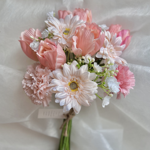 チューリップとカーネーションとガーベラのミニブーケ アートフラワー