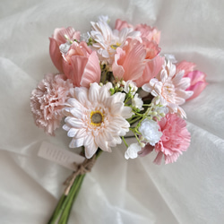 チューリップとカーネーションとガーベラのミニブーケ アートフラワー