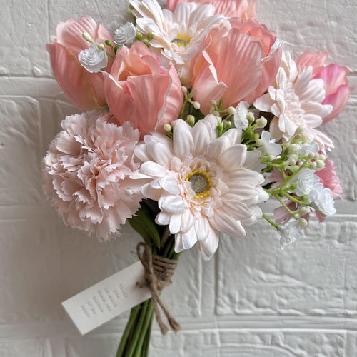 チューリップとカーネーションとガーベラのミニブーケ アートフラワー