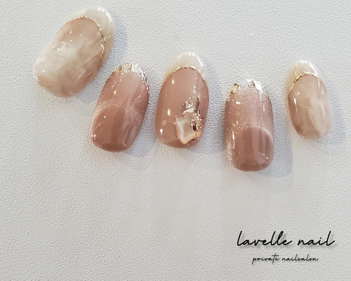 【316】オーダー❉くすみマグネット スキンベージュ ブラウン ニュアンスネイル 316】オーダー❉くすみマグネット スキンベージュ ブラウン