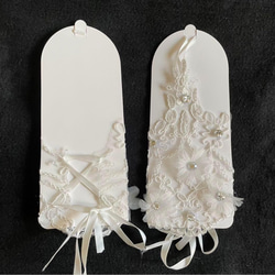ブライダルアクセサリー グローブ 手袋 結婚式 フィンガーレス レース フラワー 6枚目の画像