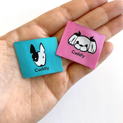 【商用可】ハンドメイドタグ 10枚セット 刺繍タグ 犬 dog ピンク ブルー手芸 縫付タグ フレンチタグ tag466 3枚目の画像