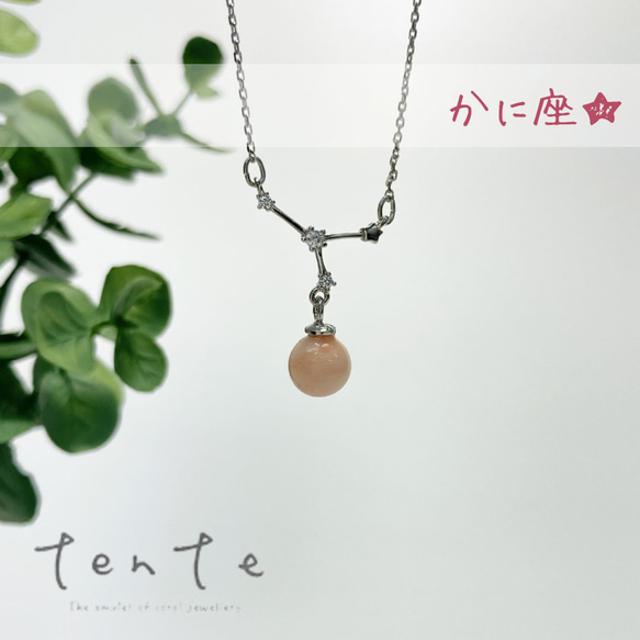 星座☆かに座】ピンク珊瑚ペンダント シルバー コーラルジュエリー 高  