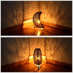 バンブー テーブルランプ ムーン 間接照明 ライト 小さめ スタンド 自然素材 E12/20W L-0348 4枚目の画像