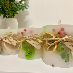 プレゼントにもぴったり！ドライフルーツを詰め込んだボタニカルキャンドル〜green&fruits〜 3枚目の画像