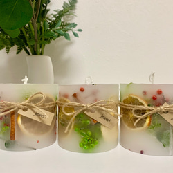 プレゼントにもぴったり！ドライフルーツを詰め込んだボタニカルキャンドル〜green&fruits〜 2枚目の画像