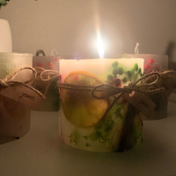 プレゼントにもぴったり！ドライフルーツを詰め込んだボタニカルキャンドル〜green&fruits〜 4枚目の画像