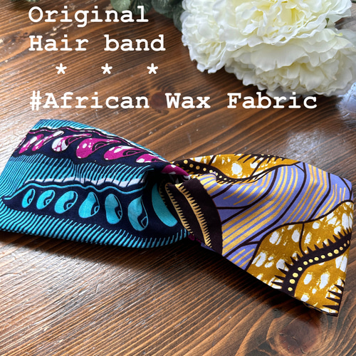 アフリカンプリントで作ったオリジナルヘアバンド☆Bタイプ:ブルーお豆&パープル ヘアバンド・ターバン toitoitoi 通販  15714674｜Creema(クリーマ) ヘアバンド　B