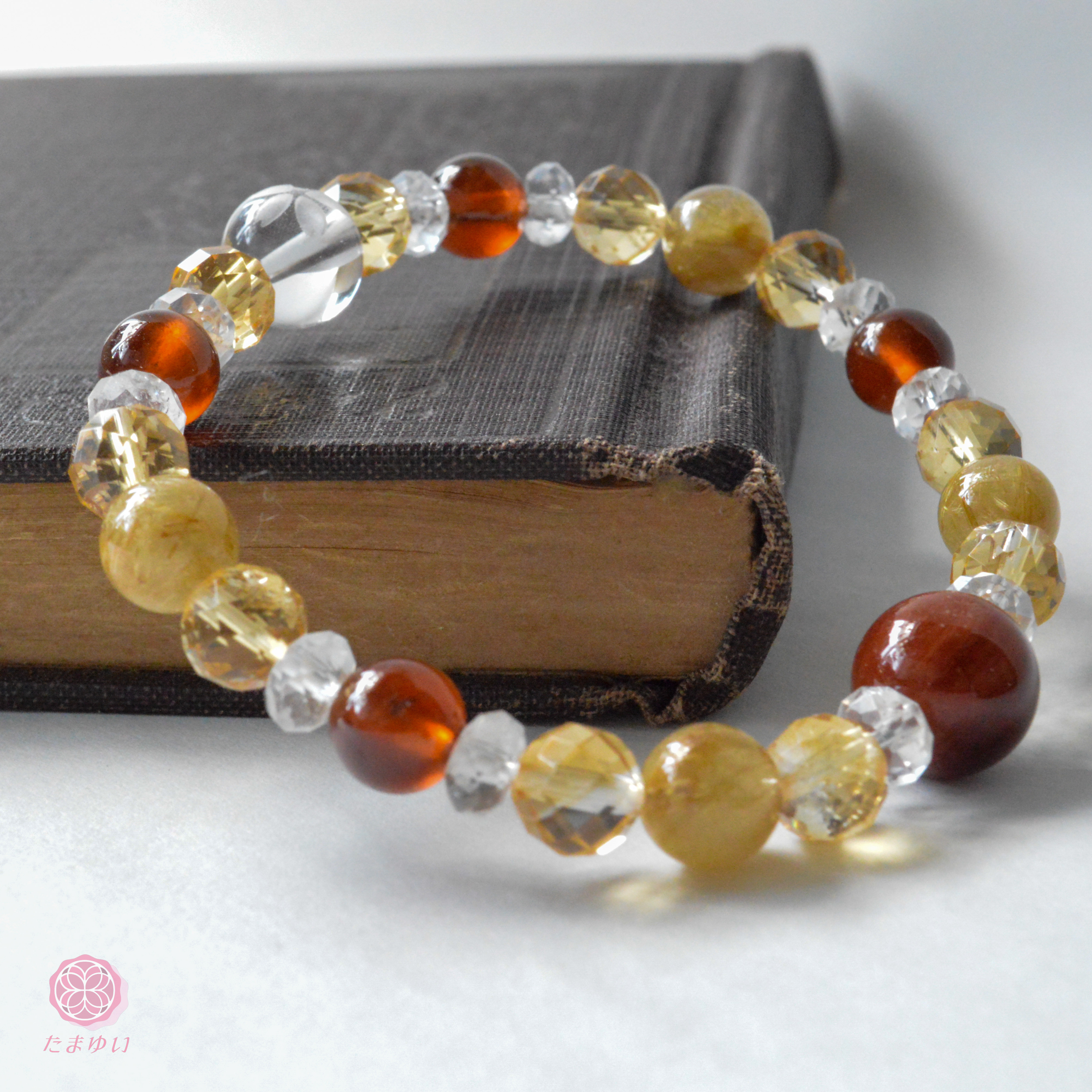 神様を味方につける～さくやブレス　レッドルチルクォーツ　オレンジガーネット　ゴールドルチルクォーツ　シトリン　クリアクリ