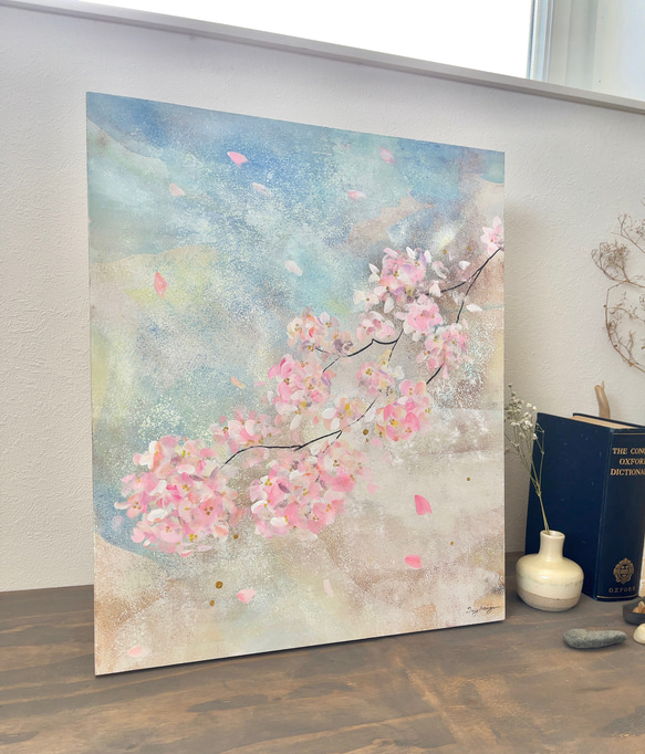 桜のお花見　【原画/F8パネル】　絵画　インテリアアート　 6枚目の画像