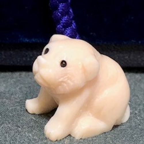 根付　犬　江戸　象　牙　かわいい 牙彫り根付 犬 – 古美術西川