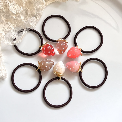 2個 選べる いちご ヘアゴム キッズ ゴム小さめ ヘアゴム