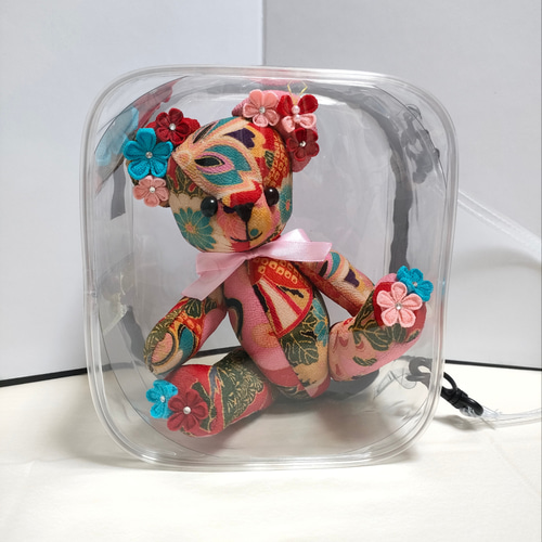 テディベアにつまみ細工のぬいぐるみ ぬいぐるみ MINA