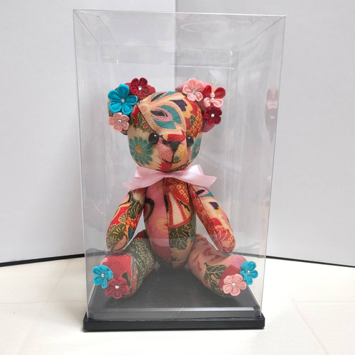 テディベアにつまみ細工のぬいぐるみ ぬいぐるみ MINA-FLOWERCRAFT