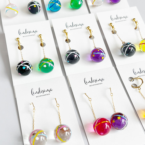 両耳】水風船・ヨーヨー ピアス・イヤリング・ノンホールピアス