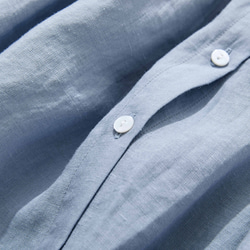 ★2023新色★着回しの一枚になれる　麻のシャツ　麻100％　長袖　薄い水色　220606-2 5枚目の画像