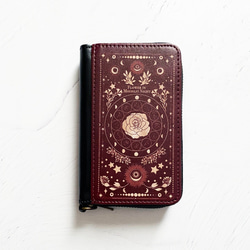 架空の洋書 "月夜の花" 12星座とアンティークフラワーの本 ミニ財布・コンパクト財布 キーウォレット 5枚目の画像