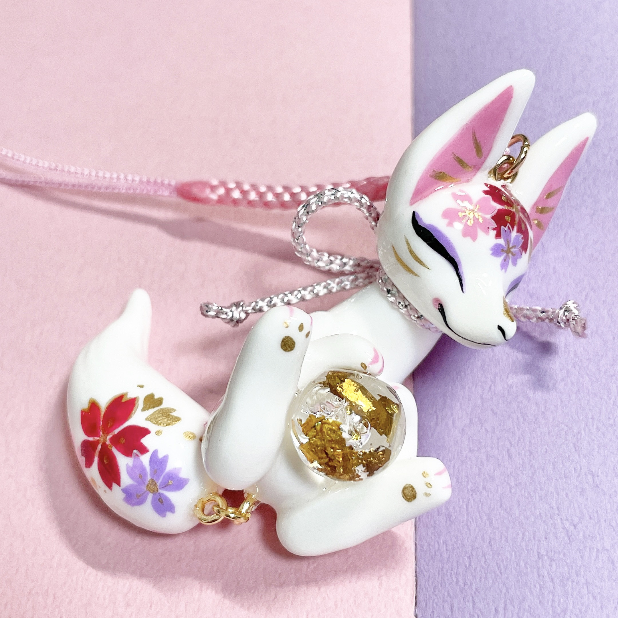 振狐ストラップ【桜小紋(さくらこもん)】