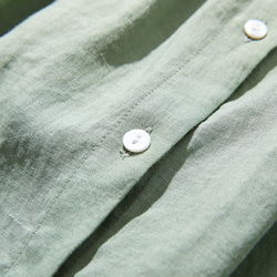 ★2023新色★ 可混搭的亞麻襯衫，100%亞麻，長袖，淺綠色 220606-3 第6張的照片