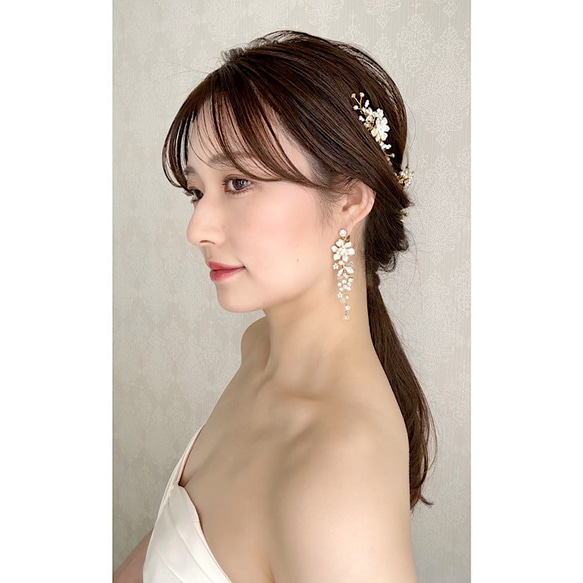 MA166 ヘッドドレス　ヘッドアクセサリー　小枝　Uピン　髪飾り 結婚式　前撮り 卒業式 6枚目の画像