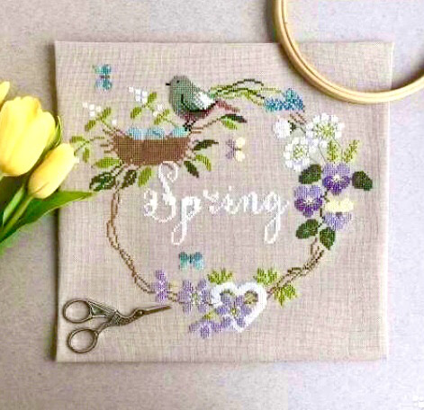 ♡ ヴィンテージ刺繍クロス＆ハンドメイド刺繍·͜·