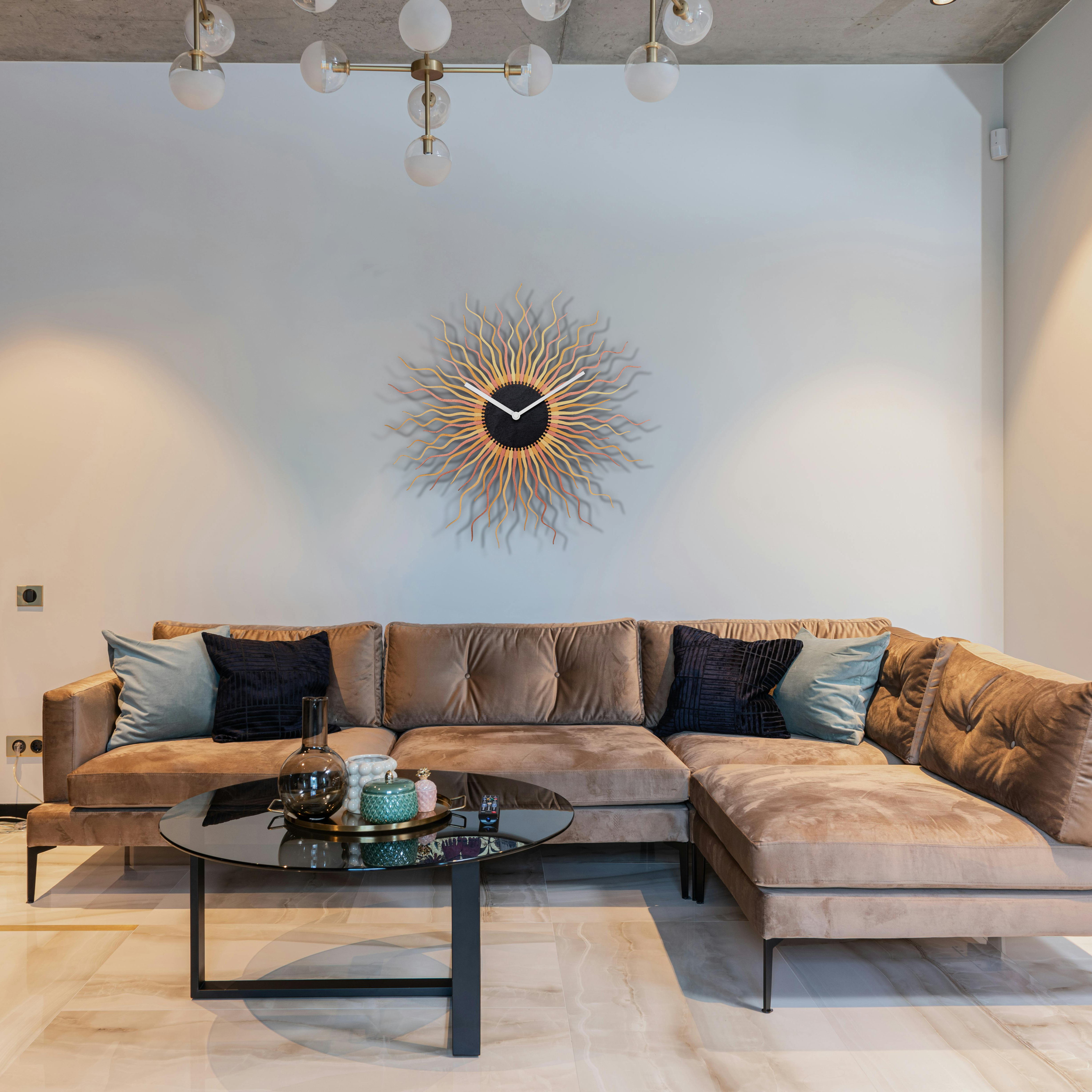 Medusa銅 - 大型の現代的な木製壁掛け時計、銅製のボヘミアン時計 15,113円