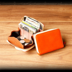 SATTO】小さいのにお札が折れない！ラウンド型最小に挑む栃木レザーミニ財布 スキミング防止 Orange その他ミニ財布・コンパクト財布 BELLVO  通販｜Creema(クリーマ) 15715572